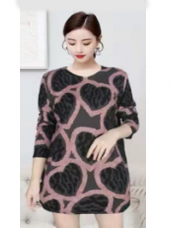 Heart Printed Soft Knitted Light Sweater